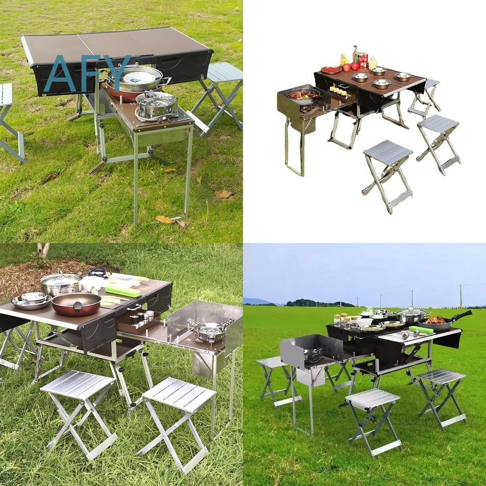 Camping Cooking And Dining Set - Taşınabilir Katlanabilir Yiyecek Römorku, Açık Hava