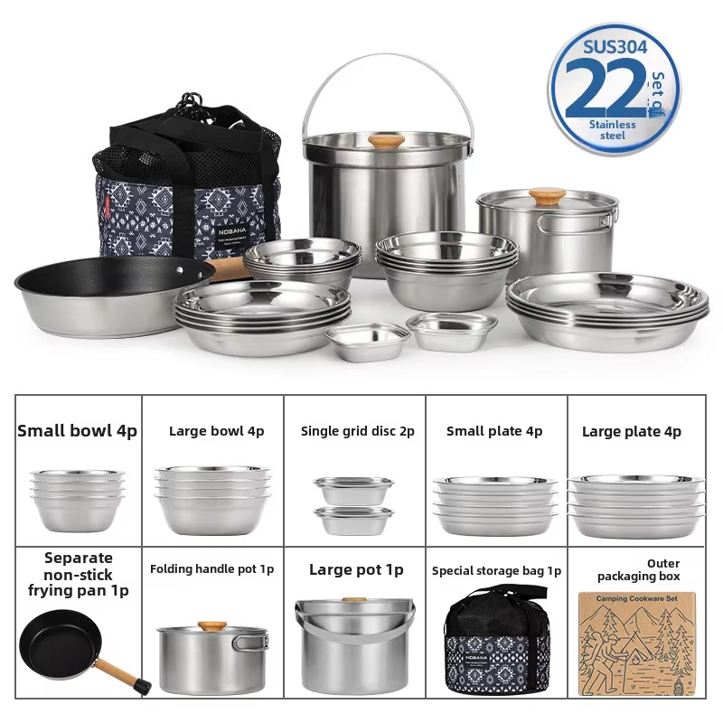 Camping Cooking Roll - NOBANA Yeni Açık Paslanmaz Çelik Tencere