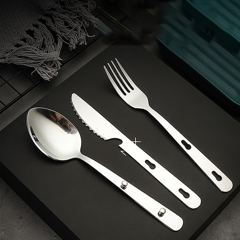 Camping Cooking And Dining Set - 3 adet/takım Taşınabilir Paslanmaz Çelik Sofra