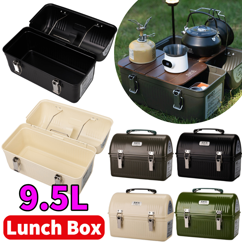 Camping Cooking Box - 9.5L Vintage Metal Öğle Yemeği Kutusu