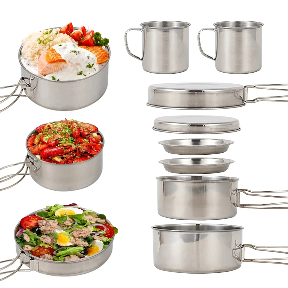 8 adet/takım kamp tencere seti - Camping Cooking Full Set incelemesi ve fiyatı