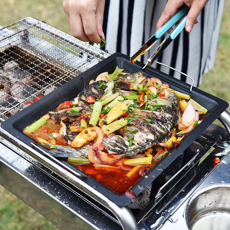 Açık havada kalın kare ızgara  - Camping Cooking Wok incelemesi ve fiyatı